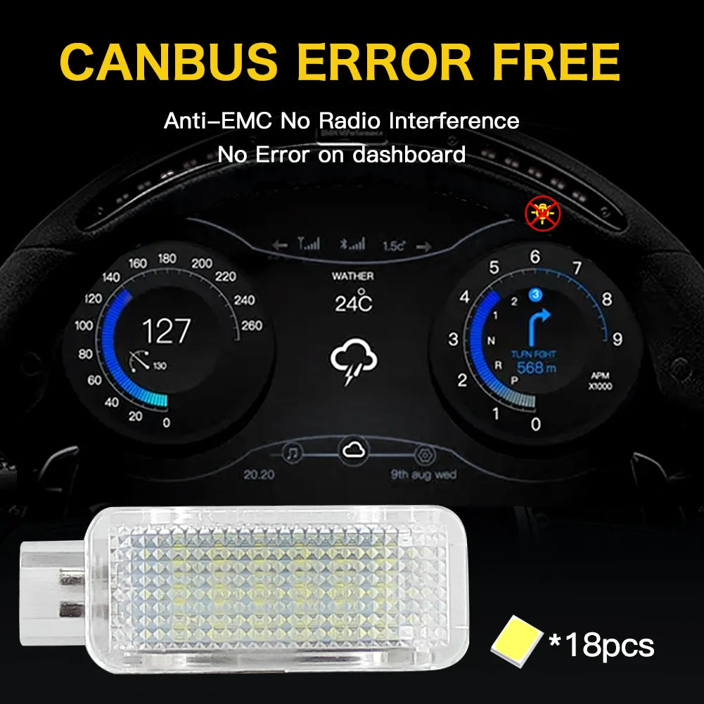 2x Car LED Courtesy Door Projector Trunk Boot Footwell Luggage Light For Audi A2 A3 A4 A6 TT Q5 For VW Passat B5 B6 Golf 6 Jetta