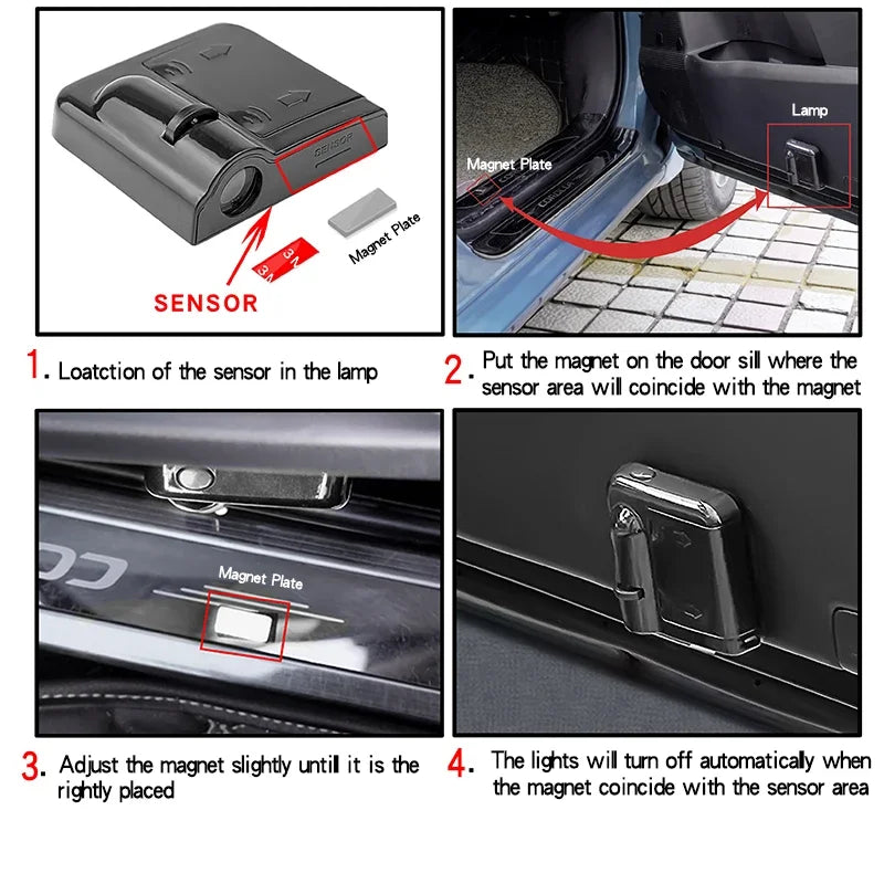 Wireless LED Car Door Welcome Logo Projector Ghost Shadow Lights Universal Accessories