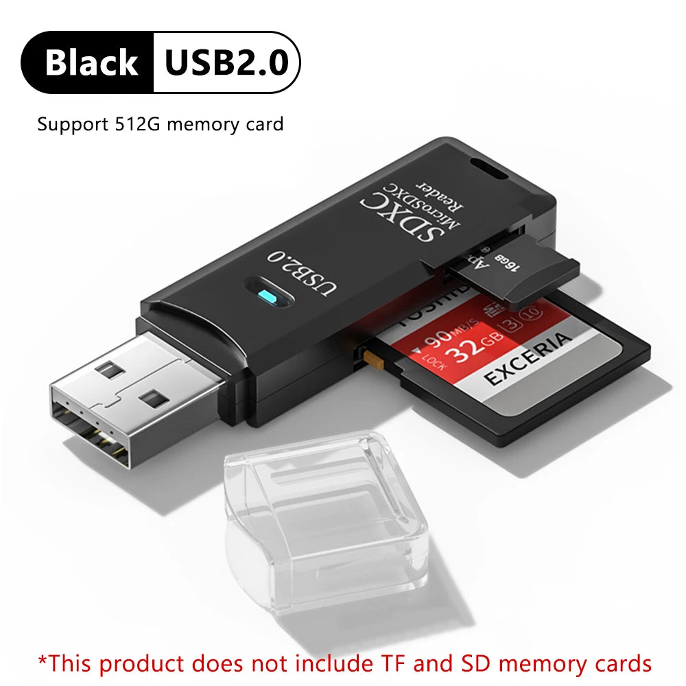 2-in-1 USB 3.0 Card Reader - Micro SD & TF Memory Card Adapter High Speed for PC Laptop