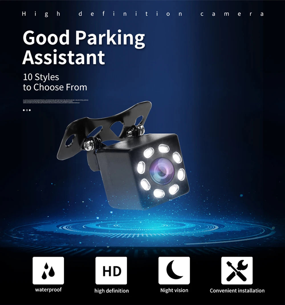 Hippcron Car Rear View Camera 4 LED Night Vision HD 170° Waterproof Reversing Parking Monitor