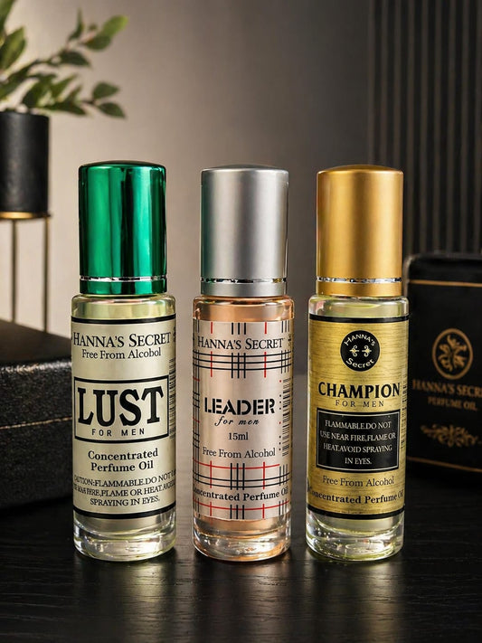 Hanna’s Secret – Men’s Luxury Fragrance Oil (3 Pack) | Long Lasting Masculine Scent Bundle