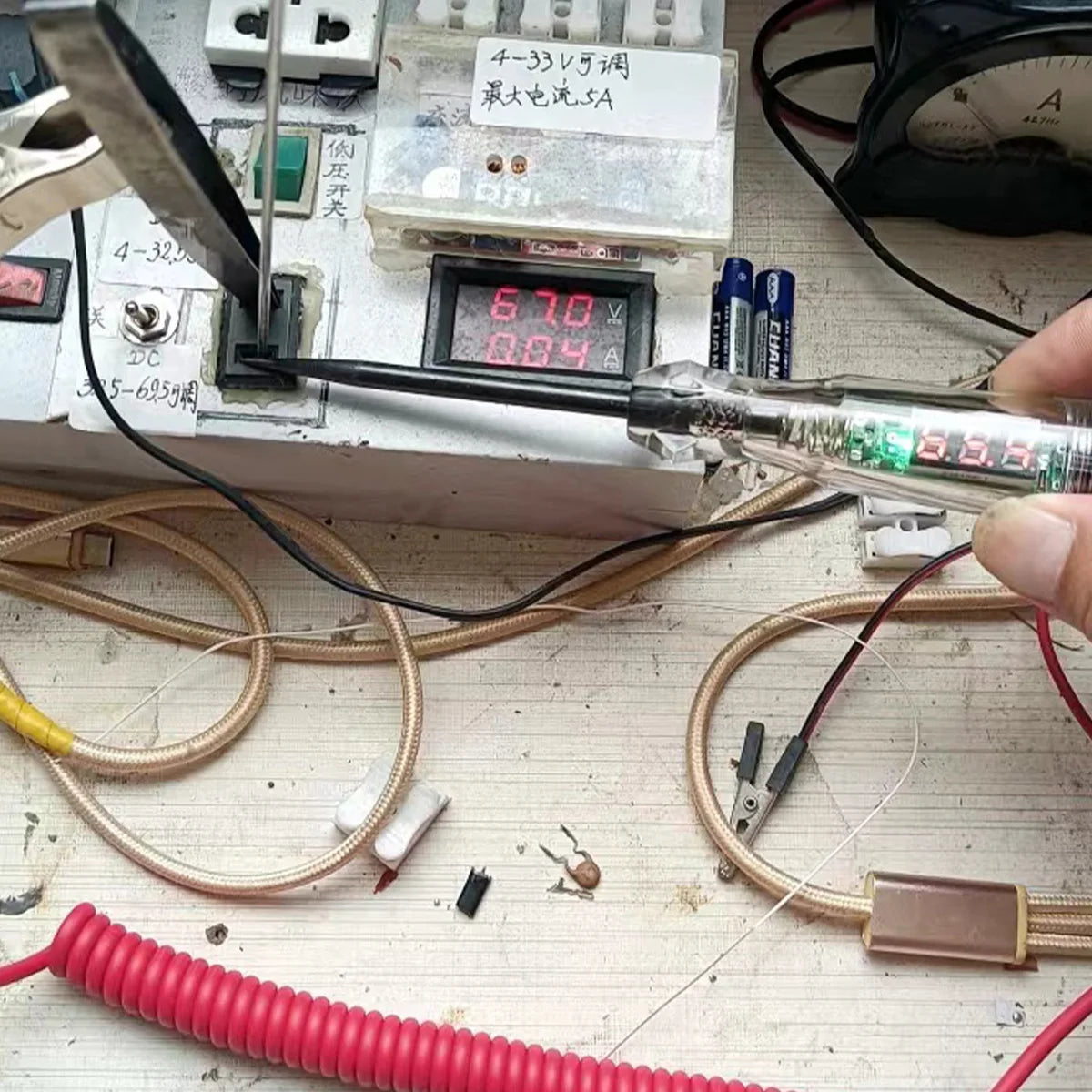 6V/12V/24V Automotive Circuit Test Pen LED Digital Voltage Display Long Probe Circuit Detector Check Vehicle Circuit Telescoping