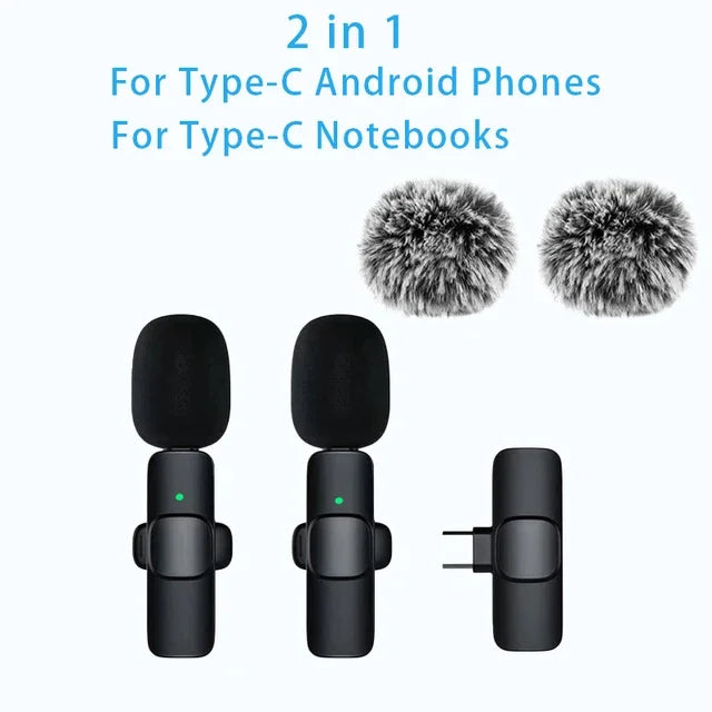 Wireless Lavalier Microphone Mini Windproof Fleece Clip-On Mic for Vlog YouTube Recording