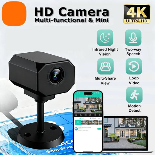 4K HD Mini WiFi Security Camera – Wireless IP Smart Surveillance Cam with Remote Monitoring & Motion Detection