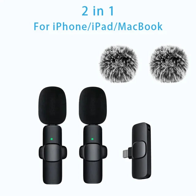 Wireless Lavalier Microphone Mini Windproof Fleece Clip-On Mic for Vlog YouTube Recording