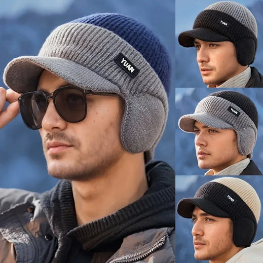 Dual-Tone Knit Baseball Cap with Ear Protection | Stylish Winter Dad Hat for Men & Women | Outdoor Sports & Casual Fashion Cap