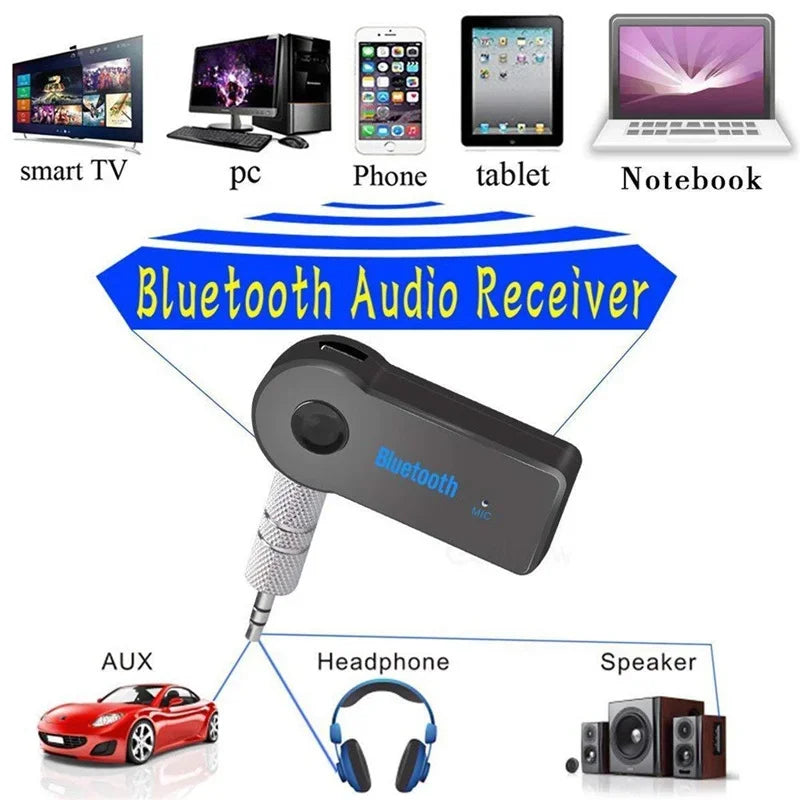 Bluetooth 5.0 2-in-1 Transmitter & Receiver – Wireless 3.5mm AUX Adapter for Car, TV, Headphones & Speakers (Hands-Free Calling)
