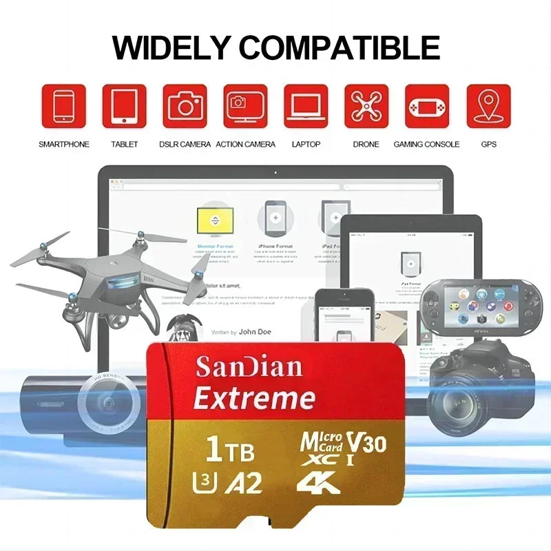 Micro SD TF Memory Card 128GB 512GB 1TB Class 10 Flash Storage for Phone Camera PC