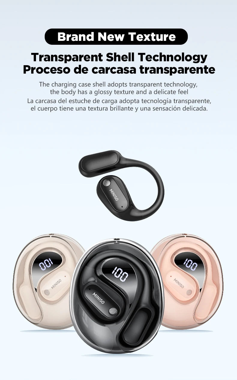 MINISO MS190 Smart Translator Bluetooth Earbuds – Waterproof, Wireless & AI Language Translation