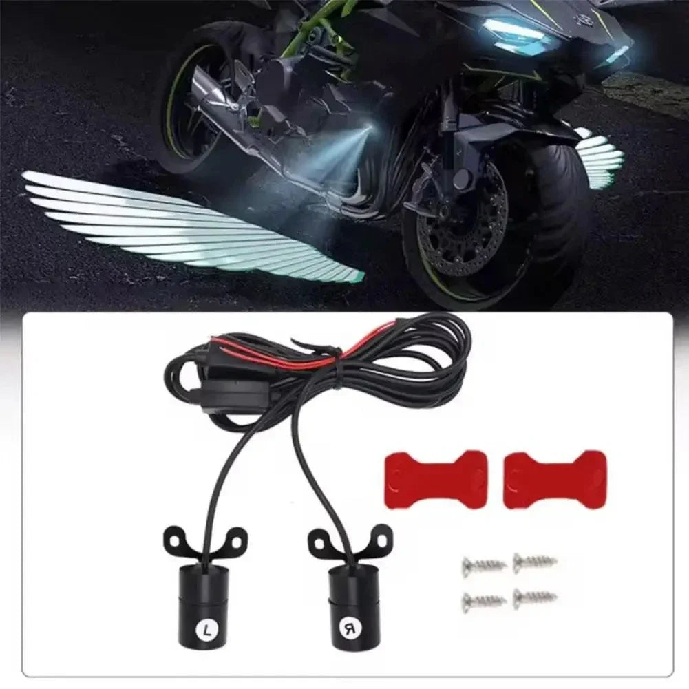2PCS Motorcycle Angel wings LED projection light electric car street modification welcome decoration anti-collision laser light