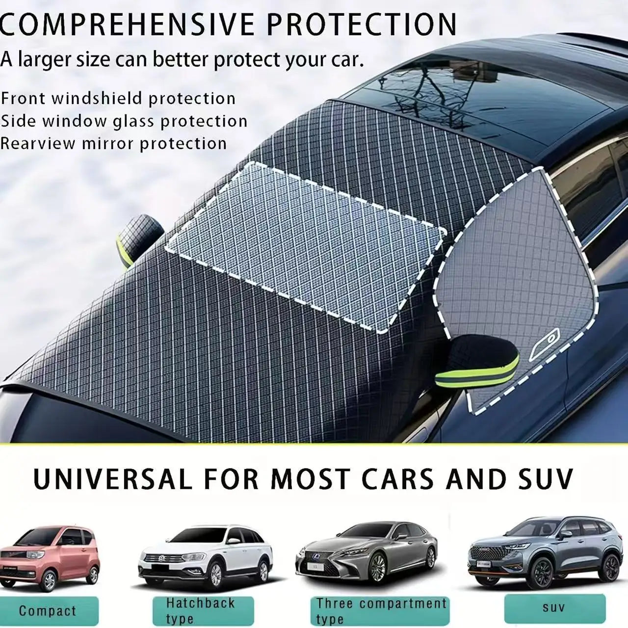 Thickened Magnetic Car Windshield Snow Cover Aluminum-Plated Oxford Cloth Sun & Frost Guard