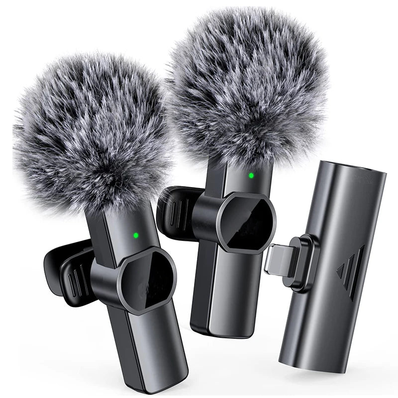 Wireless Lavalier Microphone Portable Noise Reduction Mini Microphone Audio Video Live Interview Recording For iPhone Mic
