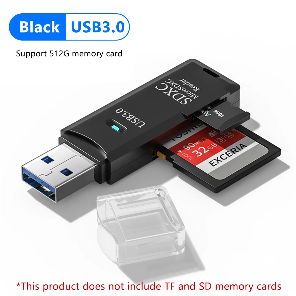 2-in-1 USB 3.0 Card Reader - Micro SD & TF Memory Card Adapter High Speed for PC Laptop