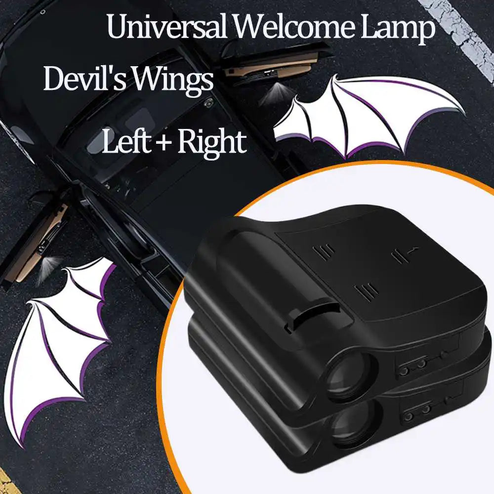 2Pcs Wireless Car Door LED Logo Projector HD Welcome Courtesy Shadow Lights Angel Wings Accessories