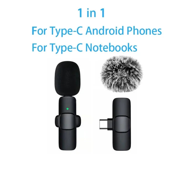 Wireless Lavalier Microphone Mini Windproof Fleece Clip-On Mic for Vlog YouTube Recording