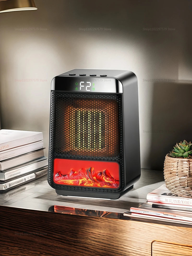 1500W Portable Electric Space Heater Indoor Room Heater with Adjustable Thermostat & 3D Flame Light Low Noise Home Heater