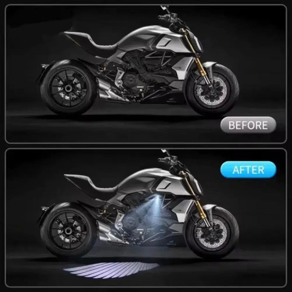 2PCS Motorcycle Angel wings LED projection light electric car street modification welcome decoration anti-collision laser light