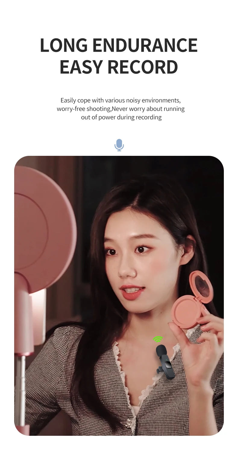 Wireless Lavalier Microphone Mini Windproof Fleece Clip-On Mic for Vlog YouTube Recording