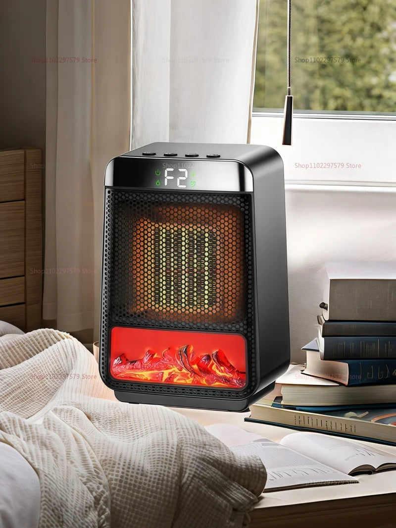 1500W Portable Electric Space Heater Indoor Room Heater with Adjustable Thermostat & 3D Flame Light Low Noise Home Heater