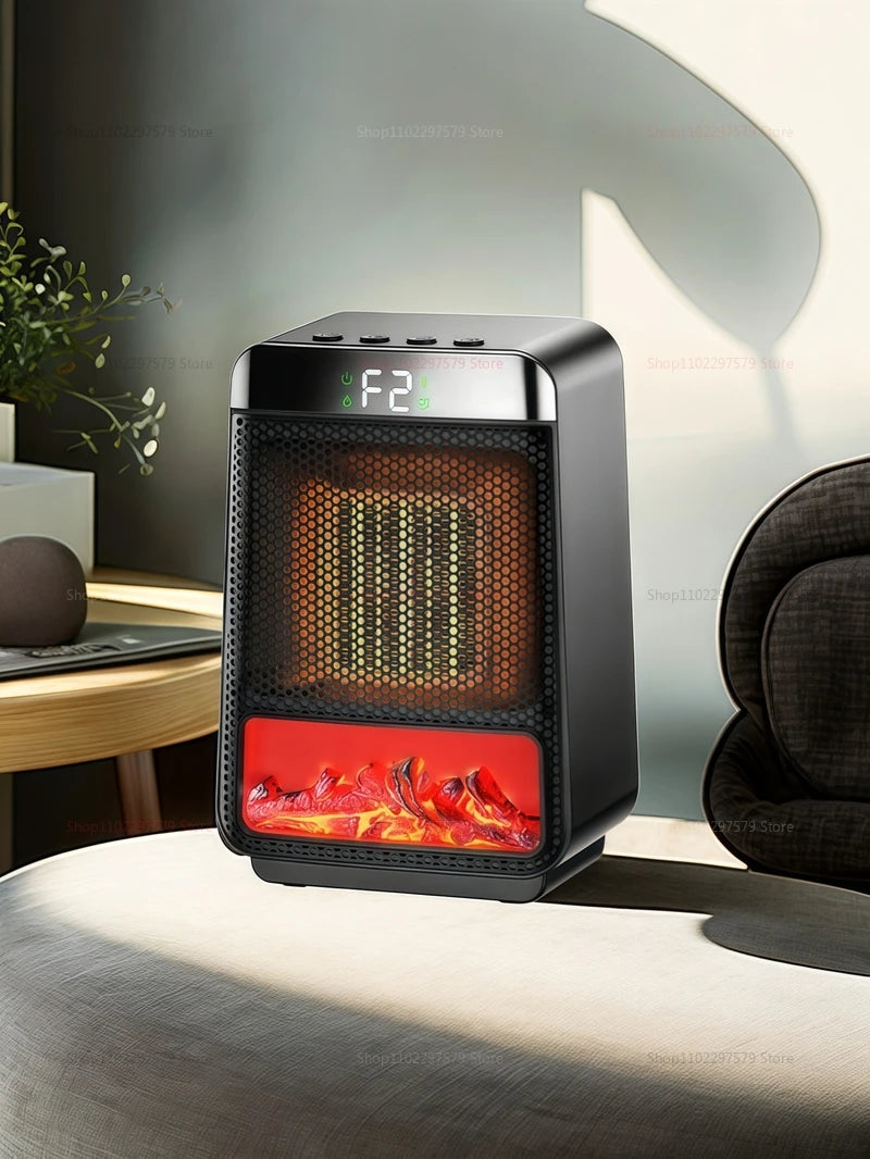 1500W Portable Electric Space Heater Indoor Room Heater with Adjustable Thermostat & 3D Flame Light Low Noise Home Heater