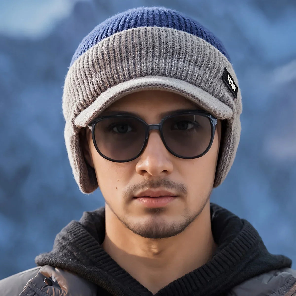 Dual-Tone Knit Baseball Cap with Ear Protection | Stylish Winter Dad Hat for Men & Women | Outdoor Sports & Casual Fashion Cap