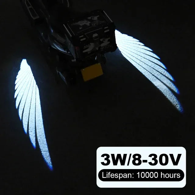 2PCS Motorcycle Angel wings LED projection light electric car street modification welcome decoration anti-collision laser light