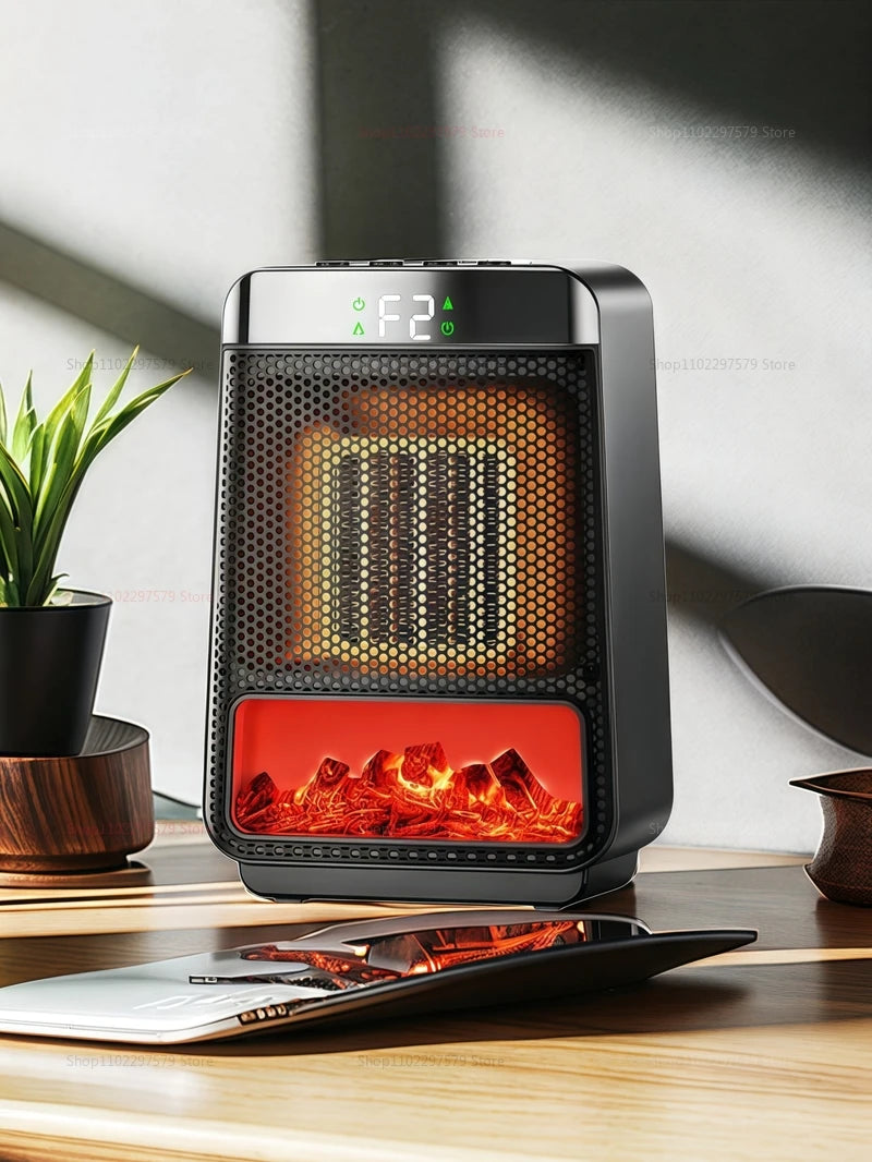 1500W Portable Electric Space Heater Indoor Room Heater with Adjustable Thermostat & 3D Flame Light Low Noise Home Heater