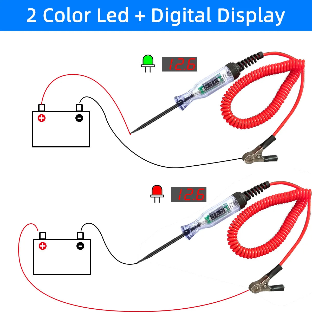 6V/12V/24V Automotive Circuit Test Pen LED Digital Voltage Display Long Probe Circuit Detector Check Vehicle Circuit Telescoping