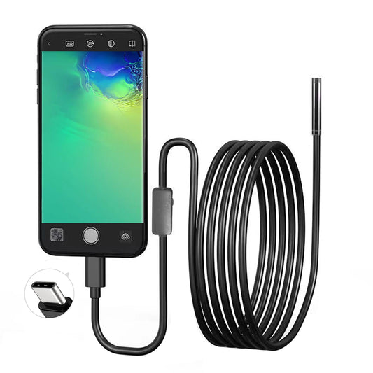 USB Endoscope 5.5mm Inspection Snake Camera for Android & Type-C Phones | IP67 Waterproof Borescope with 6 LED Lights