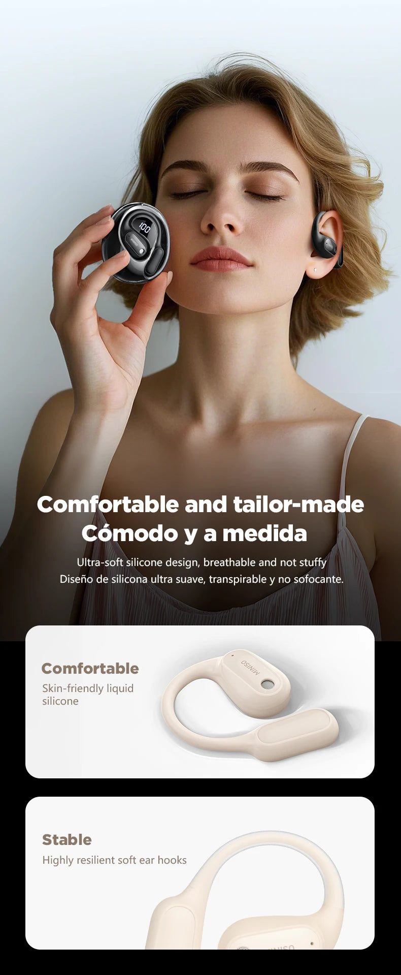 MINISO MS190 Smart Translator Bluetooth Earbuds – Waterproof, Wireless & AI Language Translation