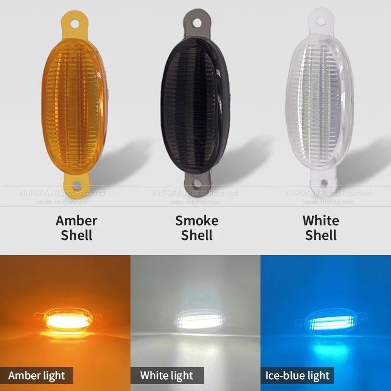 LED Front Grille Marker Lights w/Projector Lens Assembly Compatible with Cars, Pickups, Trucks, SUV, Trailer, 3000K Amber