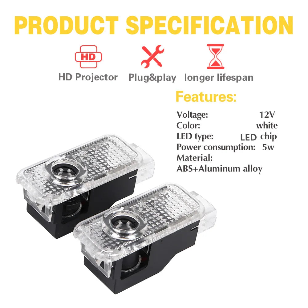 2x Car Door LED Projector Ghost Shadow Light – Compatible with Audi