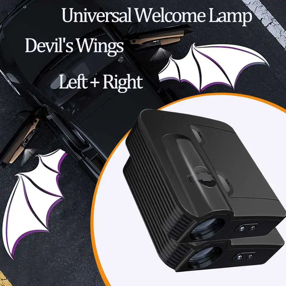 2Pcs Wireless Car Door LED Logo Projector HD Welcome Courtesy Shadow Lights Angel Wings Accessories