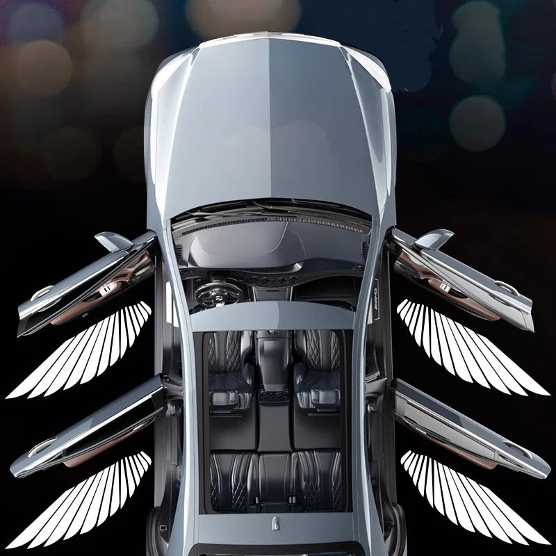 2Pcs Wireless Car Door LED Logo Projector HD Welcome Courtesy Shadow Lights Angel Wings Accessories