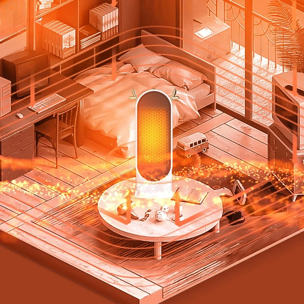 Portable 500W Electric Heater Desktop Mini Space Heater with Intelligent Thermostat Fan for Home & Office Winter Heating