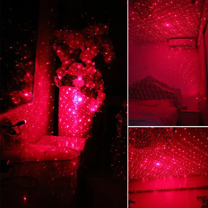 2X Romantic LED Starry Sky Night Light 5V USB Powered Galaxy Star Projector Lamp for Car Roof Room Ceiling Decor Plug and Play