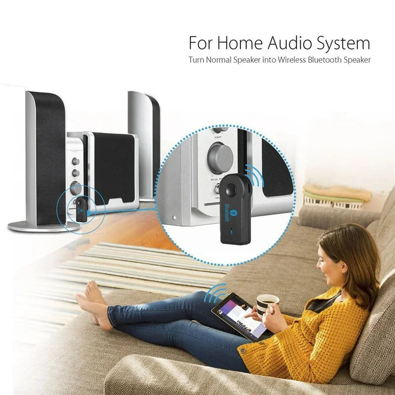 Bluetooth 5.0 2-in-1 Transmitter & Receiver – Wireless 3.5mm AUX Adapter for Car, TV, Headphones & Speakers (Hands-Free Calling)