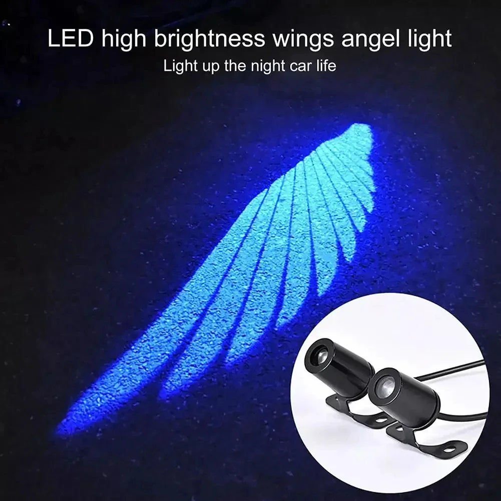 2PCS Motorcycle Angel wings LED projection light electric car street modification welcome decoration anti-collision laser light