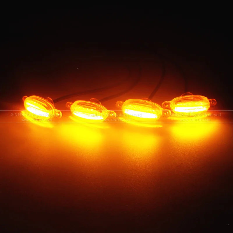 LED Front Grille Marker Lights w/Projector Lens Assembly Compatible with Cars, Pickups, Trucks, SUV, Trailer, 3000K Amber