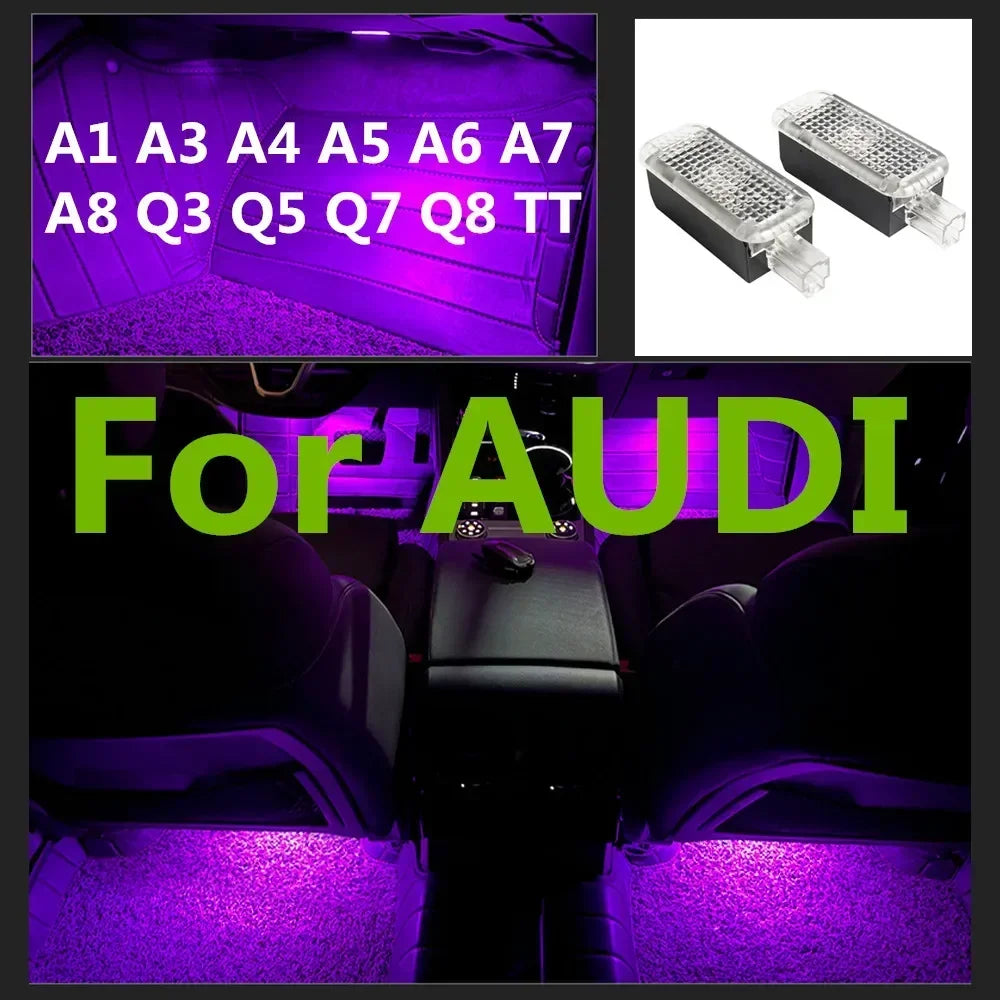 LED Car Footwell Lights for Audi – Ambient Interior Lighting Kit for A1 A3 A4 A5 A6 A7 A8 Q2 Q3 Q5 Q7 (Plug & Play Upgrade