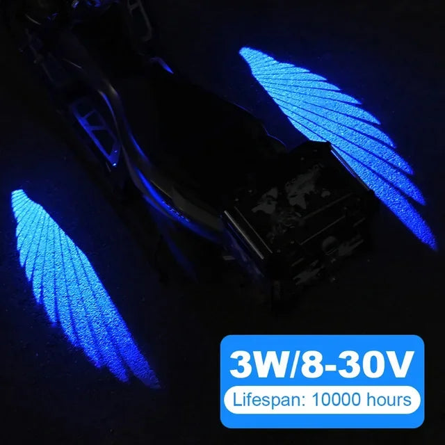 2PCS Motorcycle Angel wings LED projection light electric car street modification welcome decoration anti-collision laser light