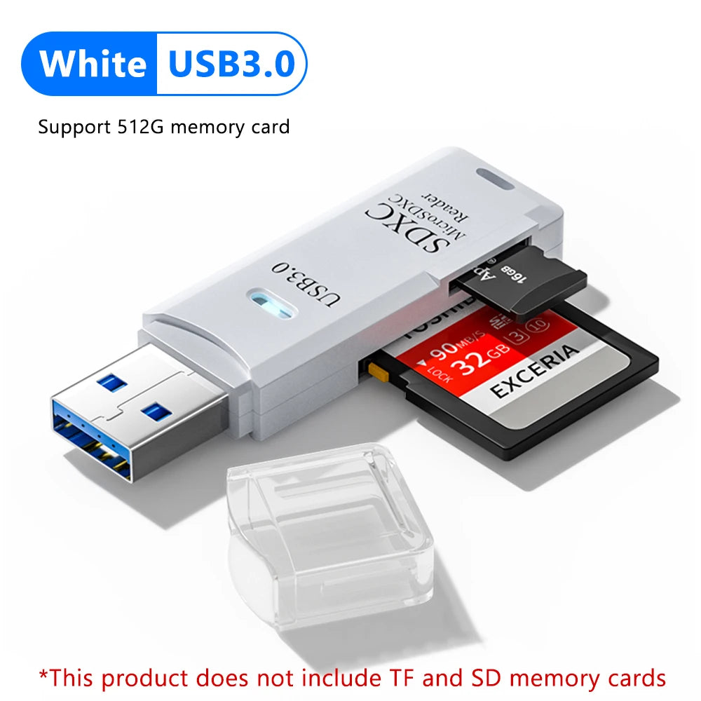 2-in-1 USB 3.0 Card Reader - Micro SD & TF Memory Card Adapter High Speed for PC Laptop