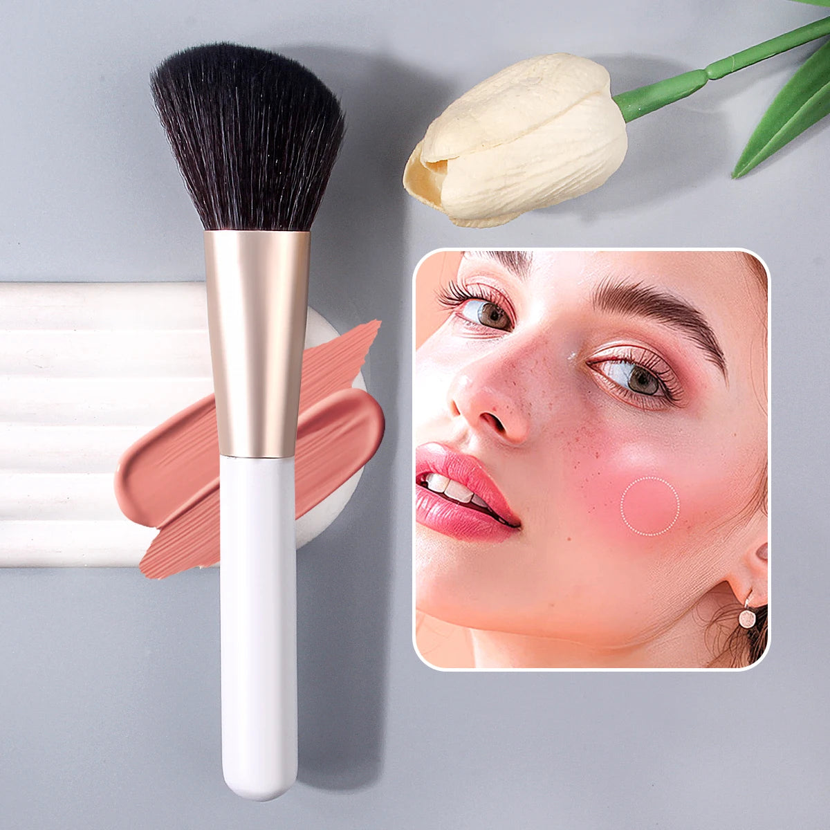 Angled Makeup Brush for Blush, Powder & Contour | Soft Face Brush