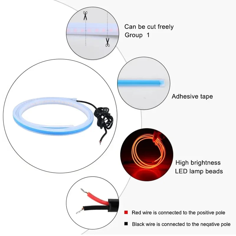 150cm LED Daytime Running Light Car Hood DRL Decorative Strip 12V Universal