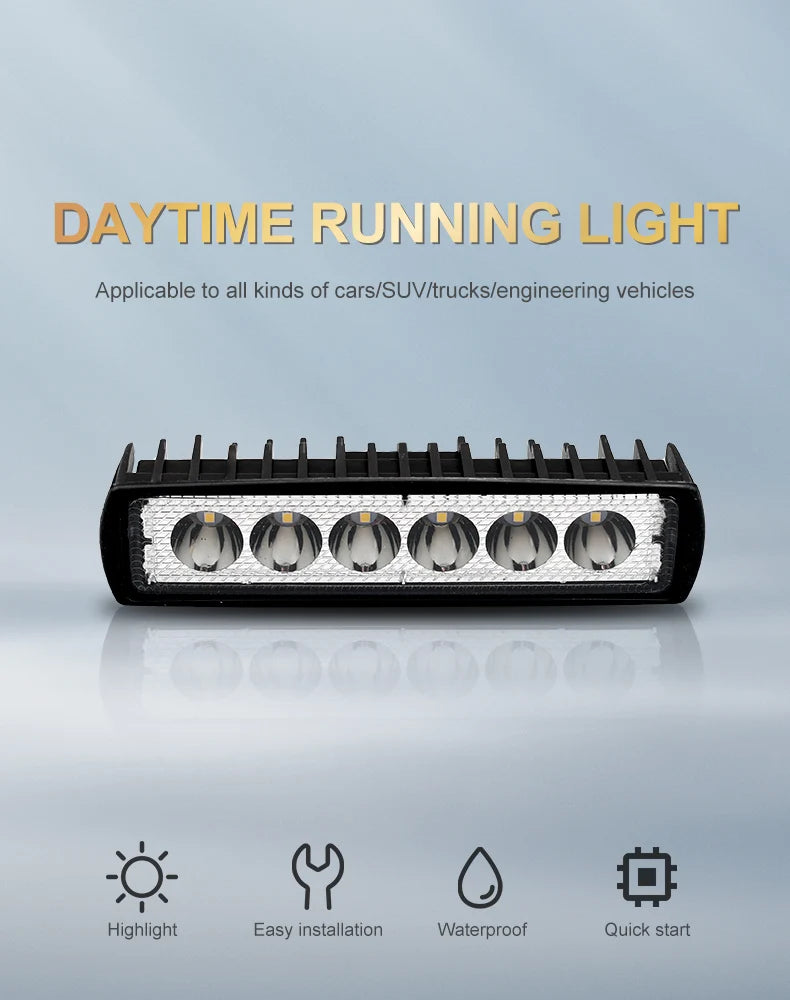 6 LED Car Work Light High Bright Spotlight Universal Offroad Automobile Truck Driving Fog Headlights DRL Driving Lamp 12V