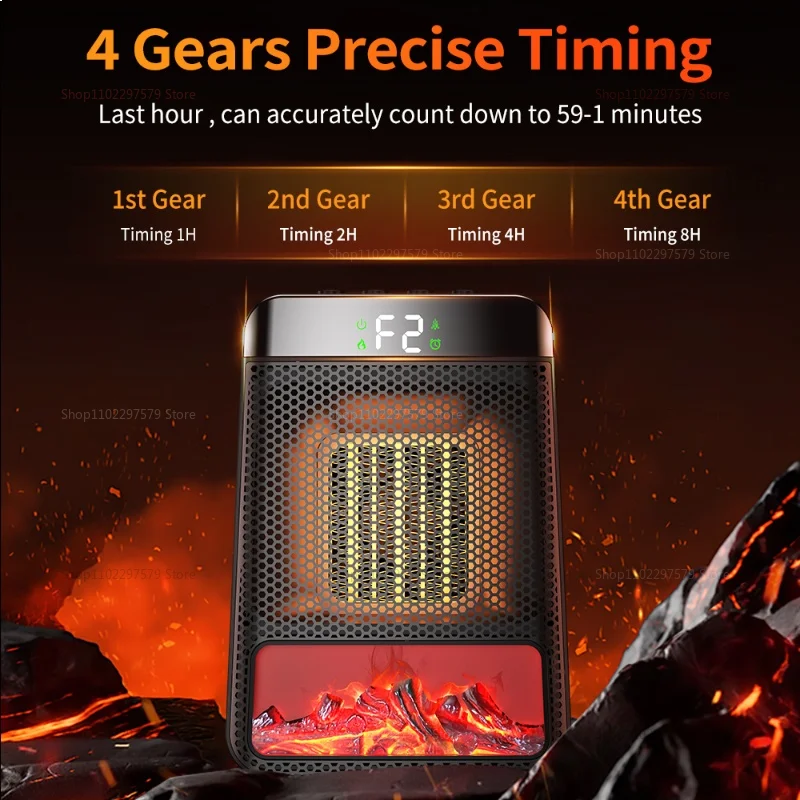 1500W Portable Electric Space Heater Indoor Room Heater with Adjustable Thermostat & 3D Flame Light Low Noise Home Heater