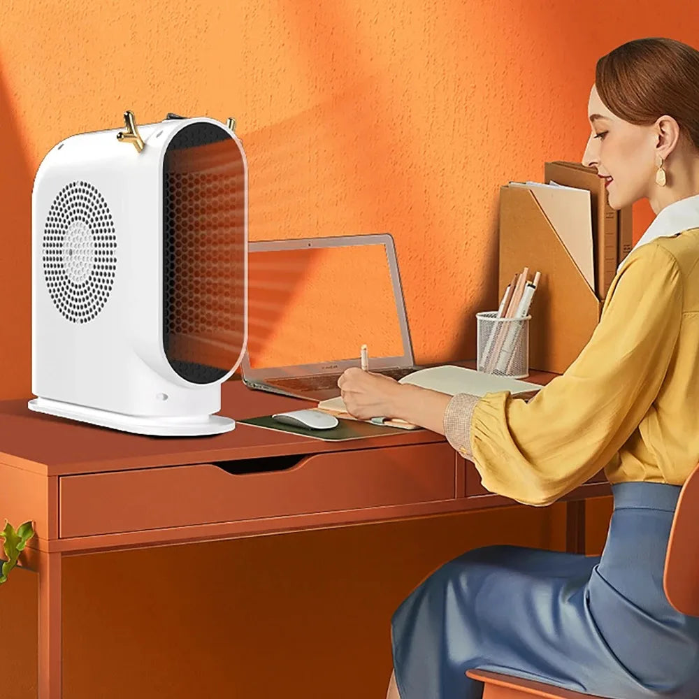 Portable 500W Electric Heater Desktop Mini Space Heater with Intelligent Thermostat Fan for Home & Office Winter Heating