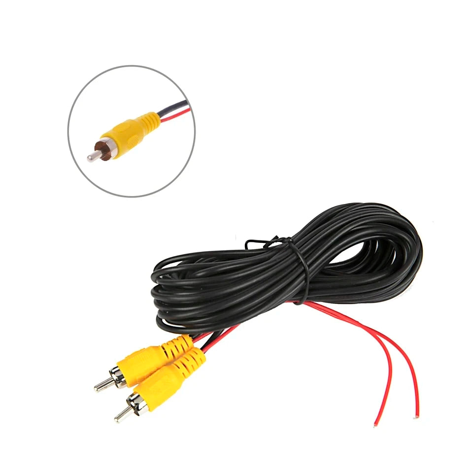 Bornwin Reverse Camera Video Cable for Car Rear View Parking Universal 6M Wire Match with Multimedia Monitor with Power Cable