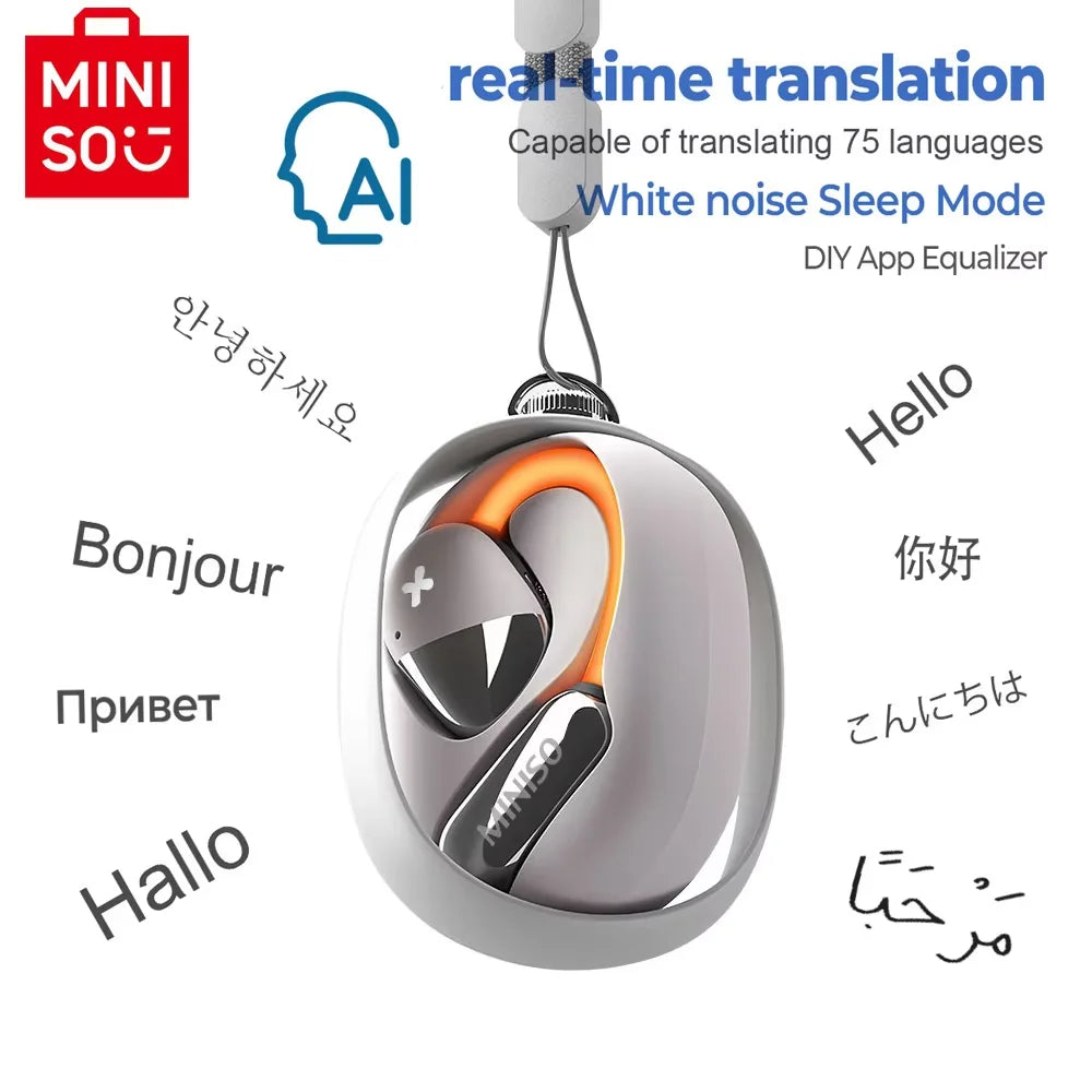 MINISO M99 Smart AI Translator Bluetooth Headphones – Real-Time Translation & EQ App Control