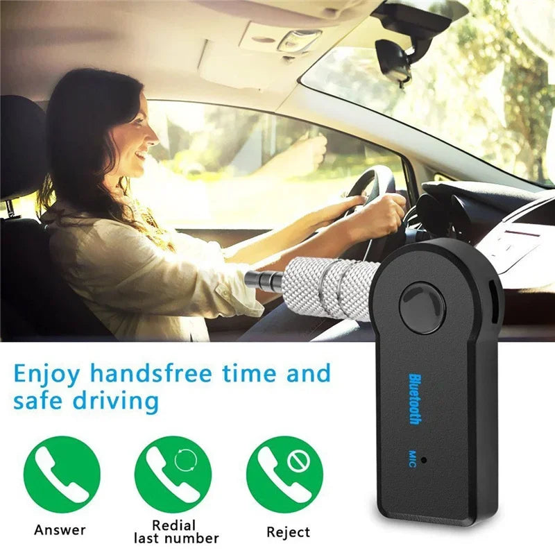 Bluetooth 5.0 2-in-1 Transmitter & Receiver – Wireless 3.5mm AUX Adapter for Car, TV, Headphones & Speakers (Hands-Free Calling)